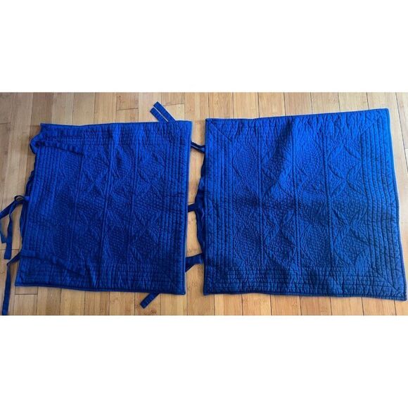 Pottery Barn Linen Blend Quilted Euro Shams set of two Blue - Picture 1 of 7